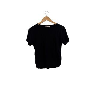 Black Short Sleeve T-Shirt With Scrunched Sides